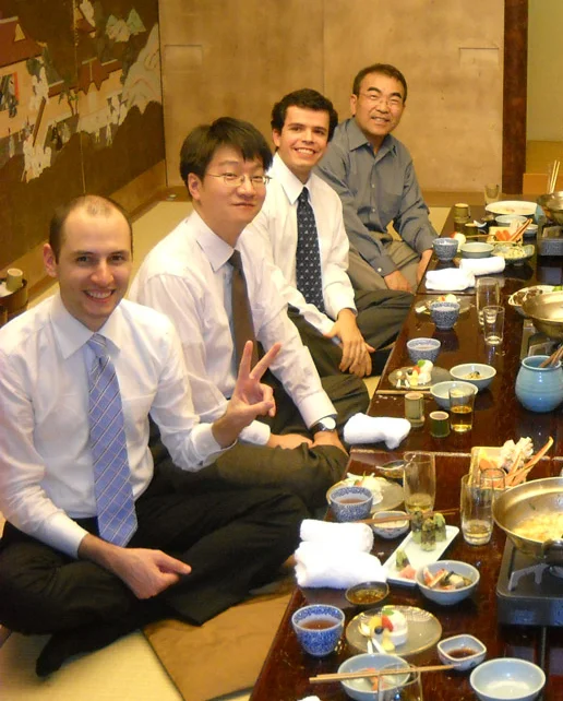 CMU時代、金出武雄教授(右)・Rosen(中央)との食事
